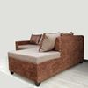 Buy Solid Wood L-Shape Sofa Brown leatherite