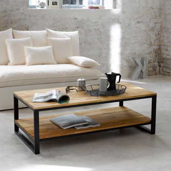 Devi modern industrial coffee table is a center table made of solid mango wood and a metal frame. It has been gracefully designed to be used as a living room