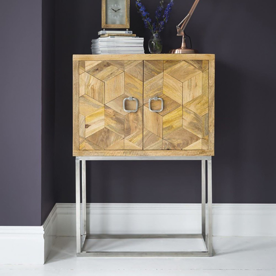Buy Solid wood furniture online Ran 2 door herringbone design sideboard